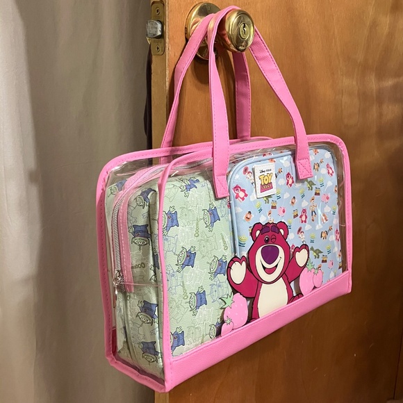 Toy Story Primark Lotso & Friends 3 Piece Makeup Cosmetic Clear Tote Disney Bag - Picture 8 of 8